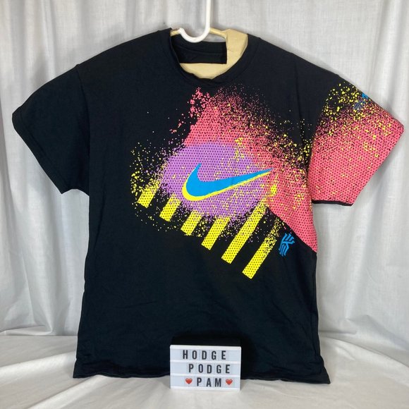 Nike Kyrie Irving T Shirt 1992 Colorful Swoosh 90s Black Colorful Pink Purple Ye - Picture 10 of 11
